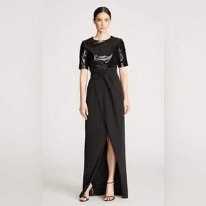 Halston Heritage Black Sequin Dress